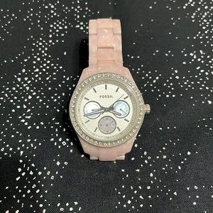 Pink Fossil watch with bling